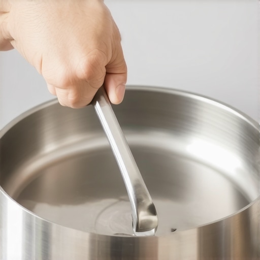 A person testing a pan for induction compatibility using a magnet.