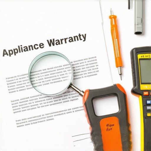 Close up of a warranty document and tools illustrating the complexity of appliance repair coverage.