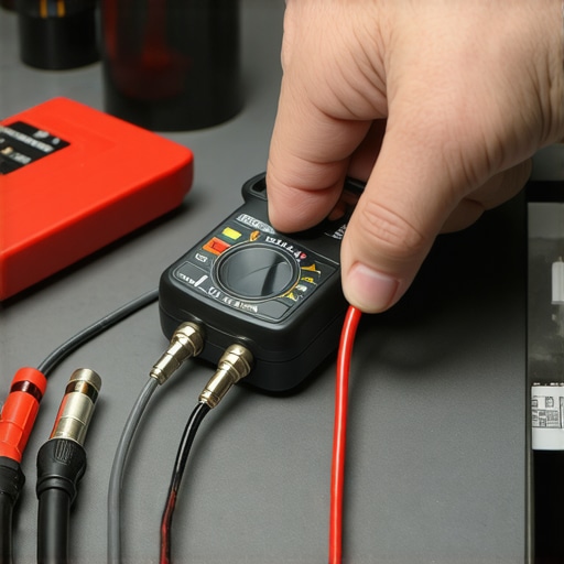 Close up of a multimeter testing an oven igniter for repair
