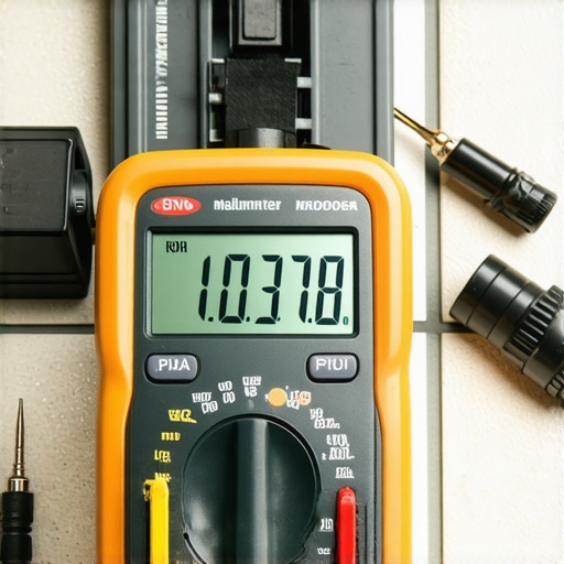 Technician testing oven heating element with a digital multimeter for diagnostics.