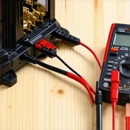 A technician using a digital multimeter to test an oven element for electrical continuity.